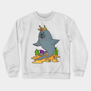 Seal as King with Crown Crewneck Sweatshirt